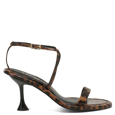 Leopard print sandal with a thin strap on a white background
