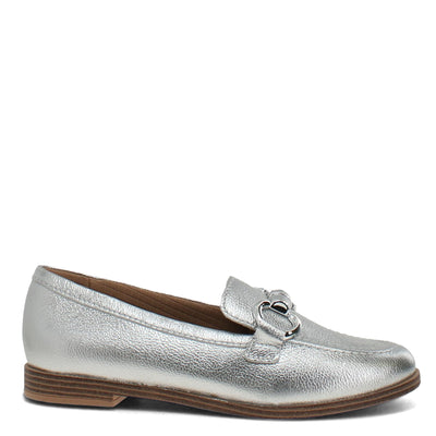 Silver loafer shoe on a white background