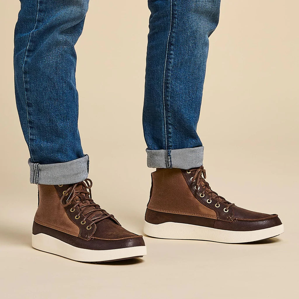 OluKai Molina Mens Brown Leather Textile High Top Boots 10501-3427 Size 11.5 Mōlina Men main image 3